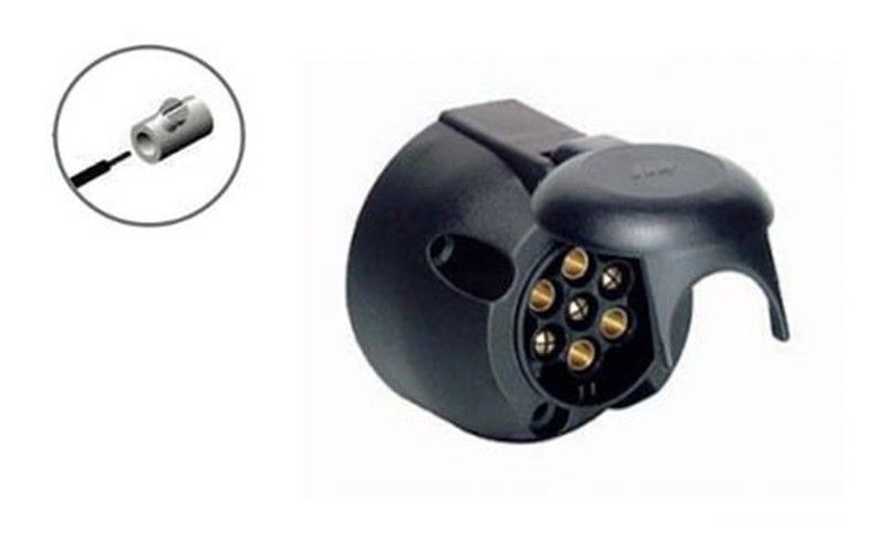 Base enchufe remolque 7 polos 12v plástico negro