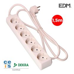 Base multiple 6 tomas schuko 1,5m 3x1,5mm