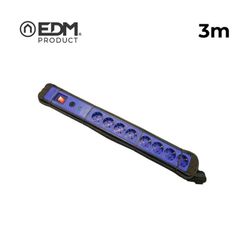 Base multiple 8 tomas con protector+interruptor 3 mts.