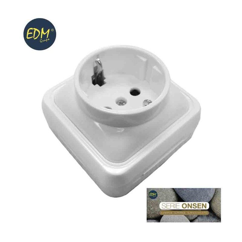 Base schuko t/tl  superficie "serie onsen"(bolsa blister)