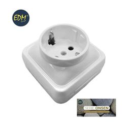 Base schuko t/tl  superficie "serie onsen"(bolsa blister)