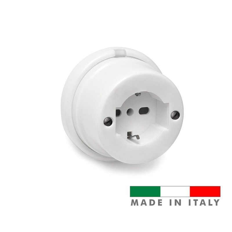 Base schuko tt porcelana serie vintage 10a-250v