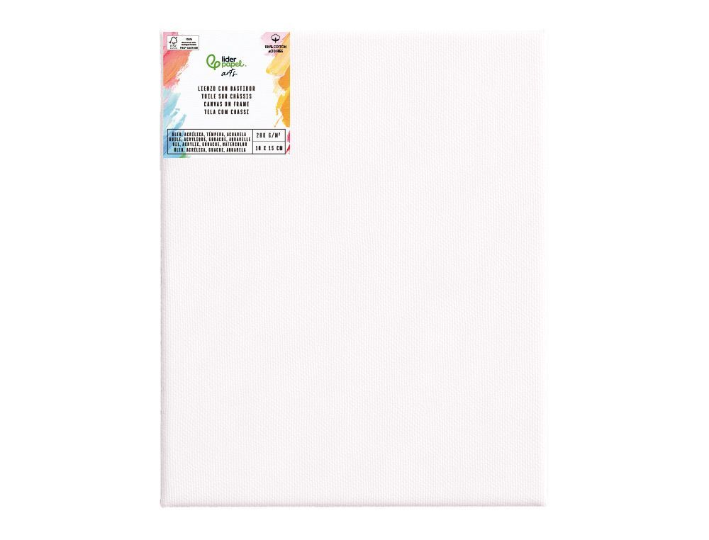 Bastidor liderpapel 0p lienzo grapado parte trasera algodon 100% bordes madera 10x15 cm gramaje 280g/m2 certificado