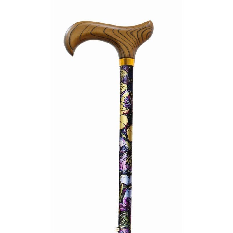 Bastón Muletilla extensible de aluminio estampada mariposas REF. 422