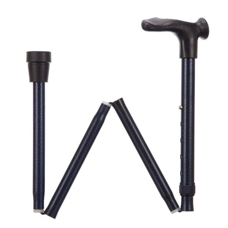 Bastón plegable y ajustable de empuñadura confort para diestros. Azul