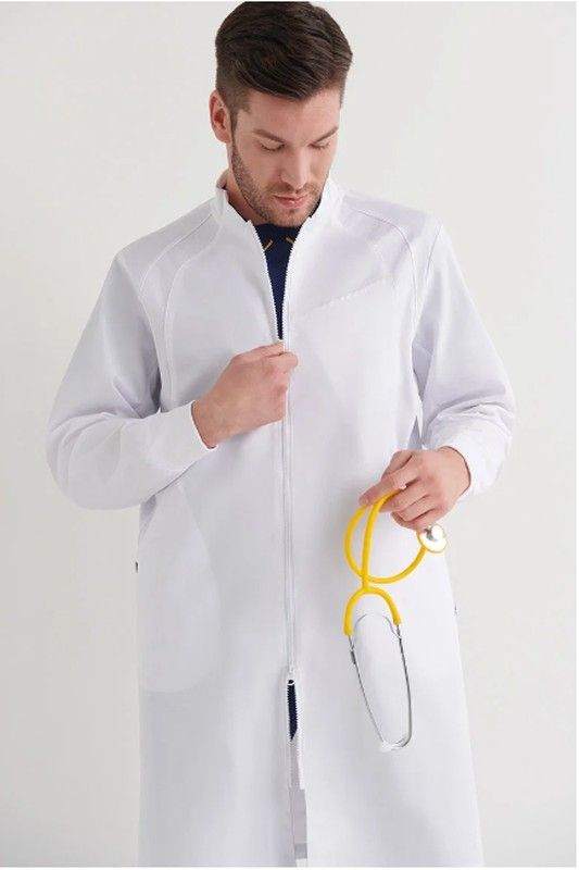 Bata blanca Pyxis cremallera hombre