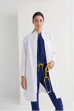 Bata blanca Pyxis cremallera mujer