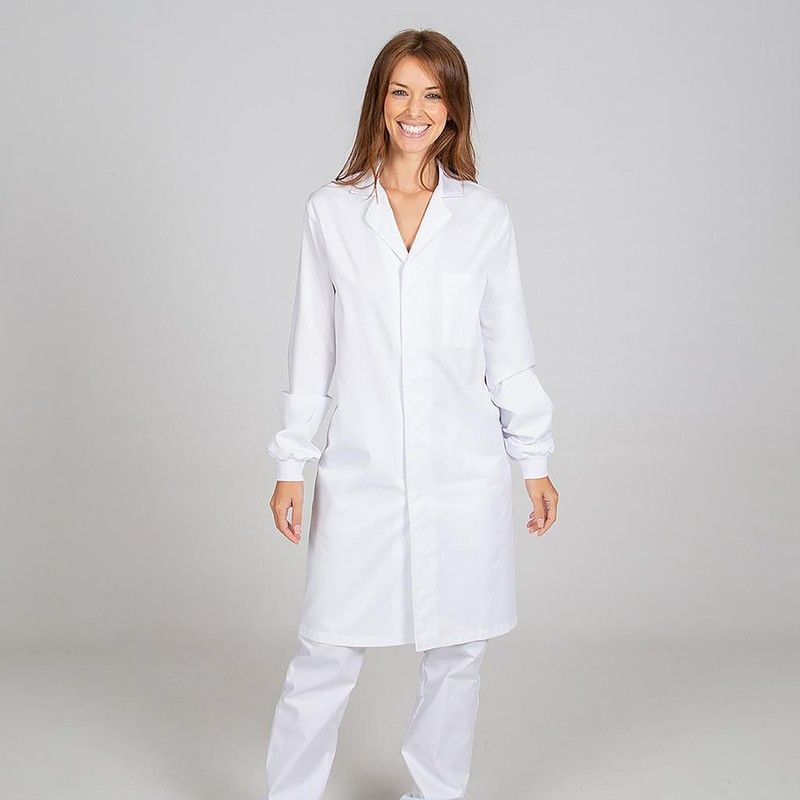 Bata blanca unisex con velcro