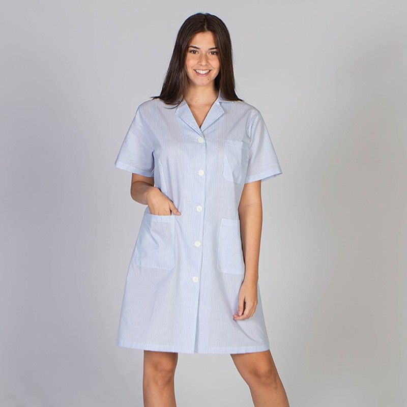 Bata manga corta Vichy líneas colores