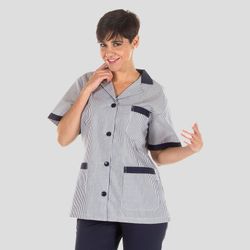 Bata Mujer Corta Vichy M/C Combinada