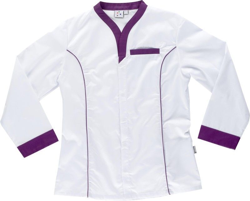 Bata señora con vivos a contraste Blanco Morado