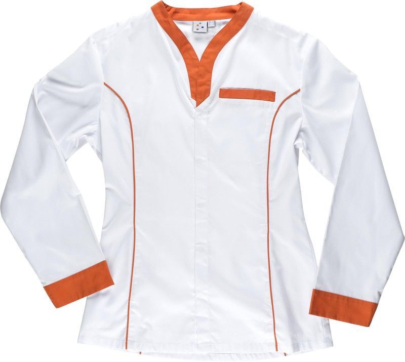 Bata señora con vivos a contraste Blanco Naranja