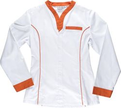 Bata señora con vivos a contraste Blanco Naranja