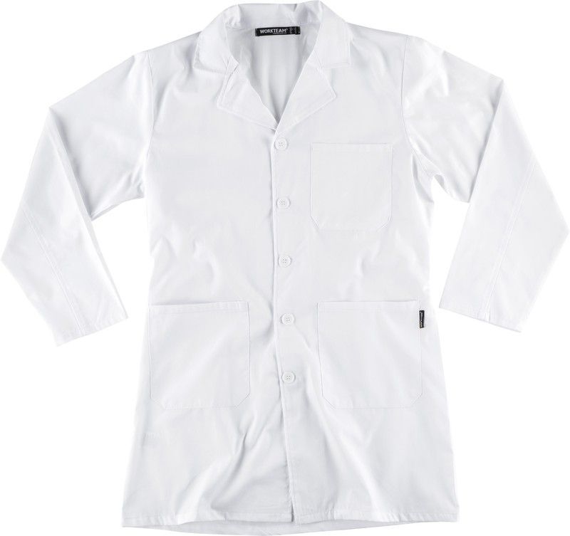 Bata Unisex con cierre de botones Blanco