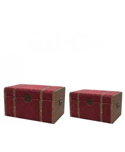 BAÚL MARRÓN TERCIOPELO ROJO 56 x 35 x H 30cm. (2u.)