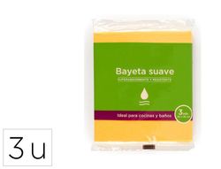 Bayeta microfibra suave amarilla para cocinas y baños 40x36 cm pack de 3 unidades