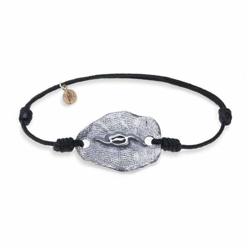BB001N Pulsera PLATA DE PALO autoajustable unisex en plata picada y trabajada