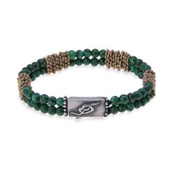 BB013M Pulsera unisex PLATADEPALO bronce y bolas de malaquita