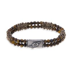 BB013O Pulsera Plata de Palo unisex plata y bolas de ojo de tigre