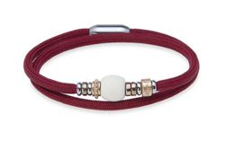 BB053G Pulsera Plata de Palo unisex con doble de nylon granate con resina blanca colección Senira
