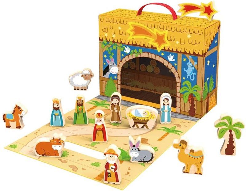 Belén de Navidad de madera Woomax 15piezas