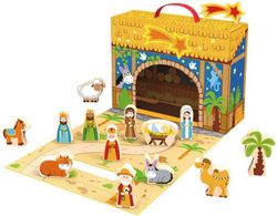 Belén de Navidad de madera Woomax 15piezas