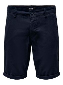 Bermuda algodón con dobladillo Only & Sons Dark Navy