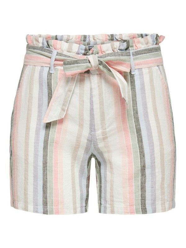 Bermuda con cinturón rayas Only Desert Taupe