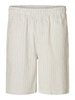 Bermuda con goma con rayas monocolor Selected Egret