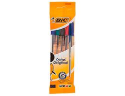BIC Boligrafo Cristal 5 ud (3 Azules,Negro,Rojo y Verde)