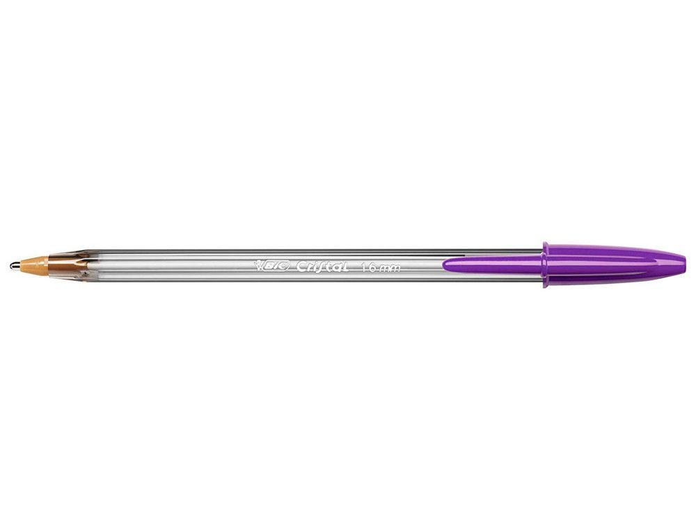 BIC Bolígrafo Cristal Fun morado. Trazo 0,6mm.Punta gruesa. Bolígrafo tinta aceite con colores de tinta fashion