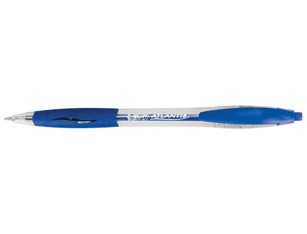 BIC Bolígrafo retractil Atlantis azul.Ancho de trazo: 0,4 mm. Diámetro de bola: 1 mm
