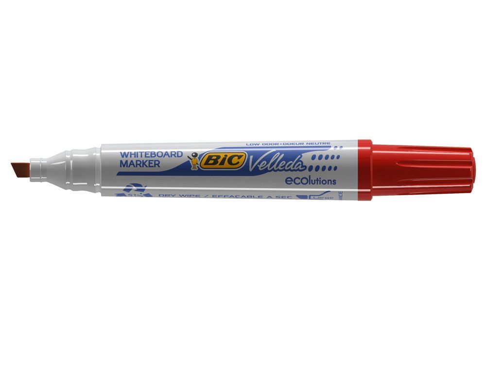 BIC VELLEDA Marcador pizarra blanca 1751 Trazo 3 - 5,5 mm Punta biselada Rojo 904948