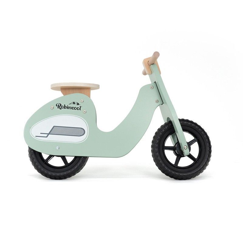 Bicicleta correpasillos montessori de madera en aguamarina, 73 x 27 x 50 cm | Motorbike