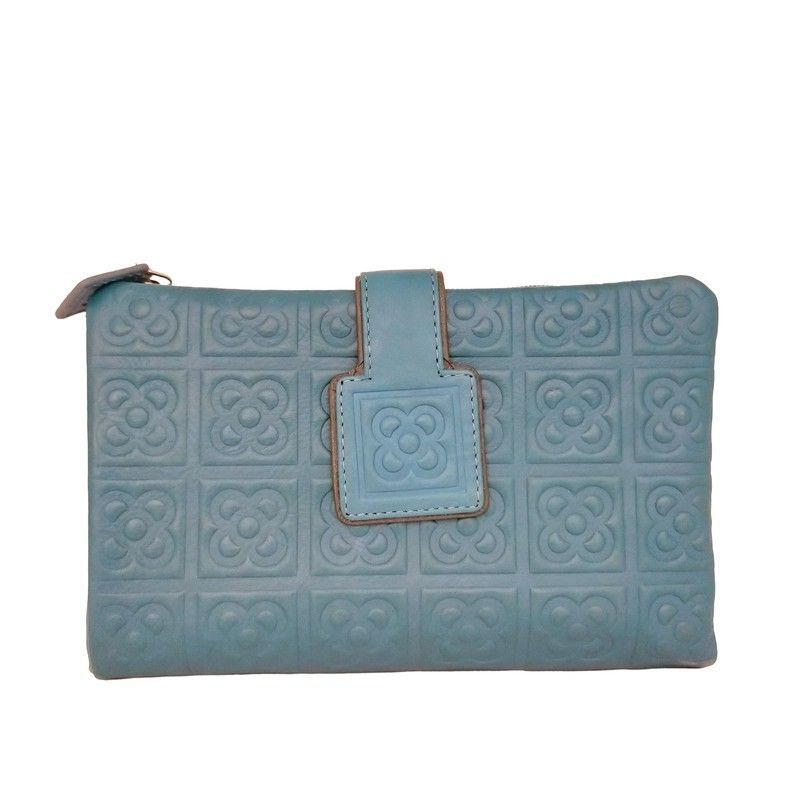 Billetera Flor de Barcelona L Celeste