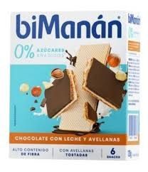 bimanan barquillo chocolate con leche y avellanas 6 snacks