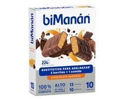 Bimanán Barritas Chocolate Negro y Naranja 10 Unidades