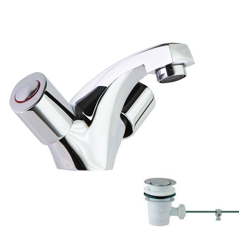 Bimando de lavabo ECO, cromado, con válvula automática de 1 1/4"