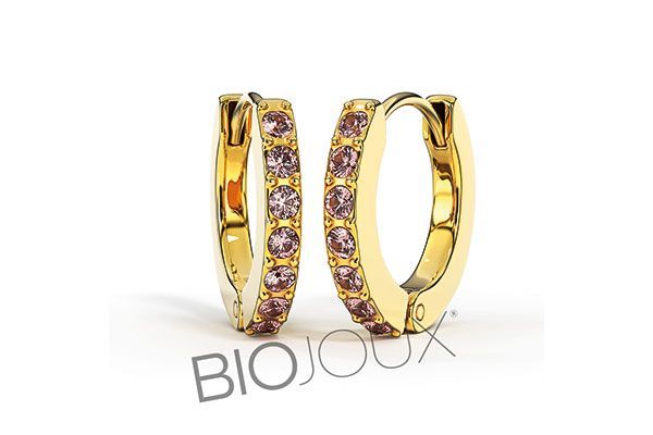 Biojoux Pendientes Hipolagenicos BJT728 Aro cristal rosa 12mm