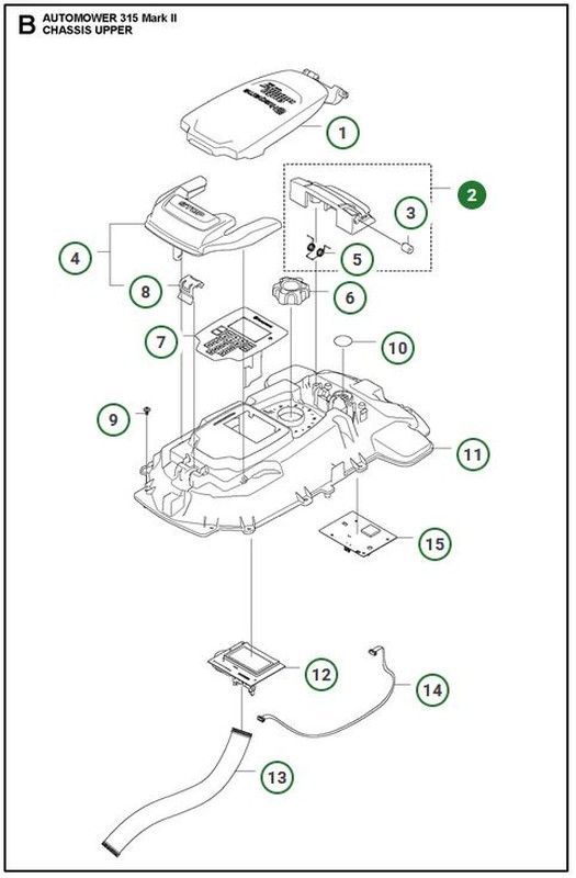 Bisagra apoyo tapa Automower 305 (2020), 310 Mark II, 315 Mark II, 405X, 415X