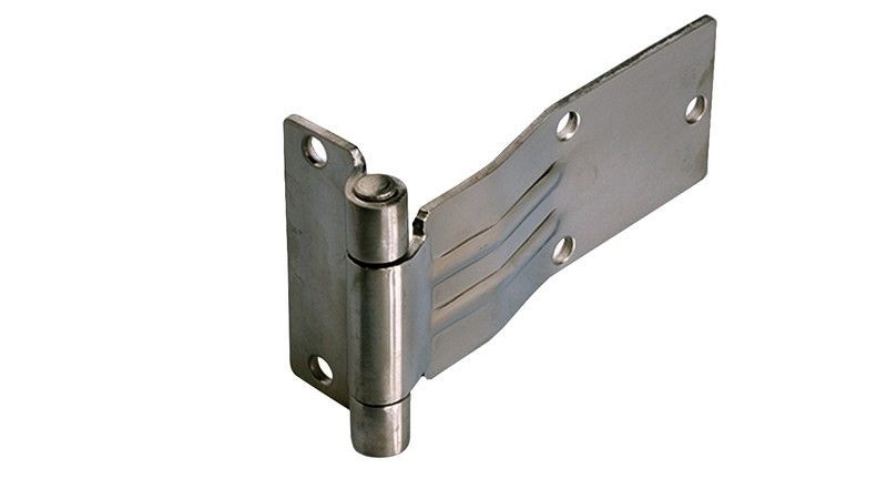 Bisagra chapa acero inoxidable pala acodada nervios cortos