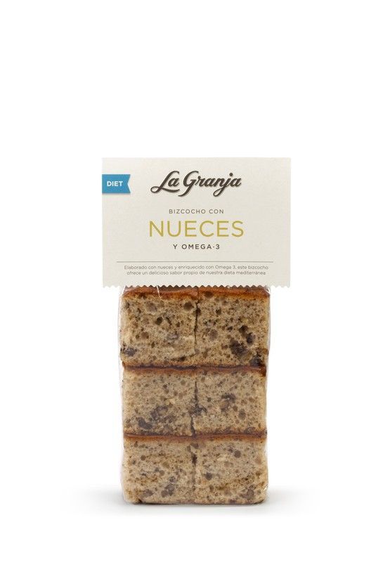 Bizcocho integral fibra con nueces 350g diet sin azúcar añadido la granja