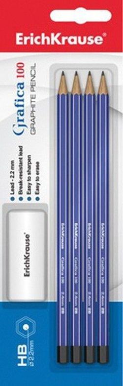 Blister 4 lápices erich krause con goma