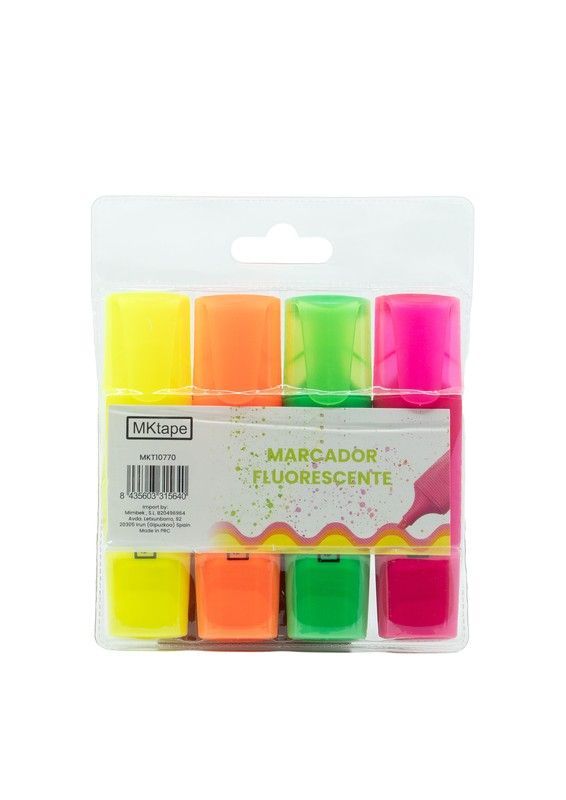 Blister con 4 fluorescentes (Amarillo-Naranja-Verde-Rosa)