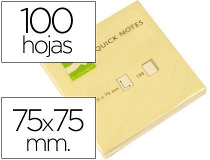 Bloc de Notas Adhesivas Quita y Pon Q-Connect 76X76 mm con 100 Hojas