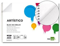 Bloc Dibujo Liderpapel Artistico Espiral 230X325Mm 20 Hojas 130G/M2 Sin Recuadro 2 Taladros Perforado