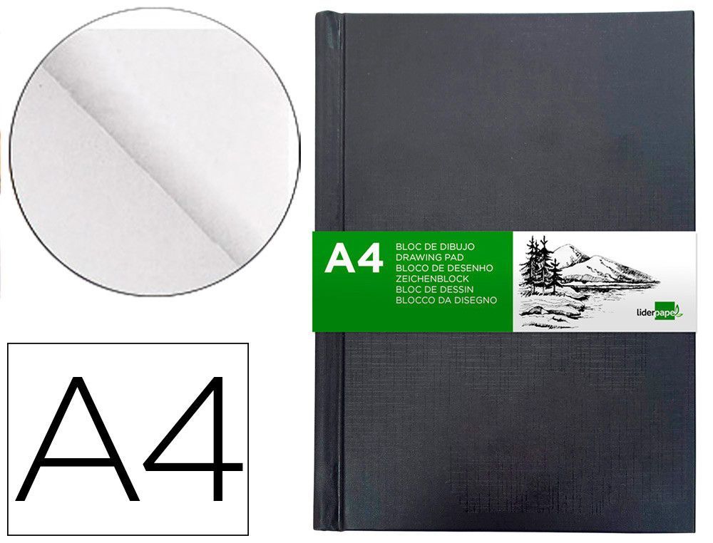 Bloc dibujo liderpapel esbozos encuadernado din A4 210x297 mm 100 hojas 100 g/m2 color negro