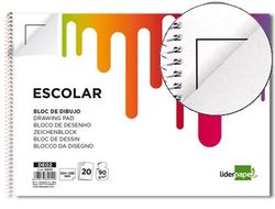 Bloc Dibujo Liderpapel Escolar Espiral 230X325Mm 20 Hojas 90G M2 con Recuadro