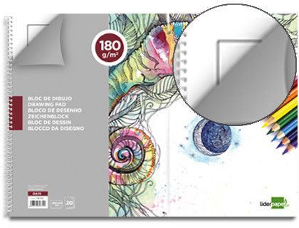 Bloc Dibujo Liderpapel Lineal Espiral 460X325Mm 20 Hojas 180 G/M2 con Recuadroperforado