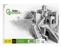 Bloc dibujo liderpapel lineal historico espiral 230x325mm 20 hojas 130g/m2 con recuadro perforado